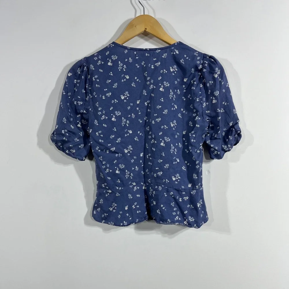 Reformation Cottagecore Feminine Floral Button Front Puff Sleeve Blouse Size 4